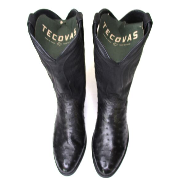 New TECOVAS The Wyatt II Midnight Ostrich Leather Men 11D Western Cowboy Boots - Picture 9 of 12